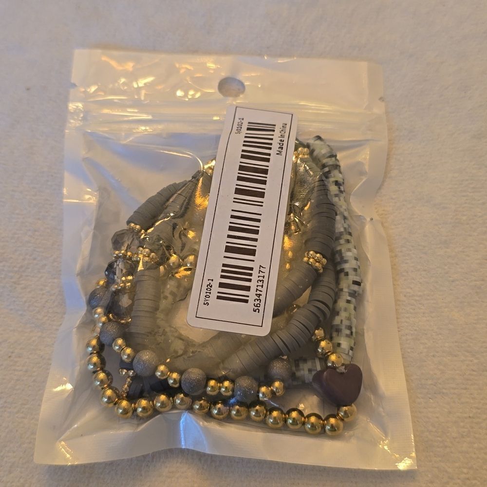 Stacking 5 pc set bracelets gray - Picture 8 of 8